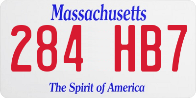 MA license plate 284HB7