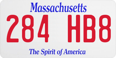 MA license plate 284HB8