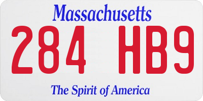 MA license plate 284HB9