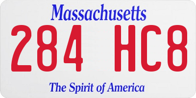 MA license plate 284HC8