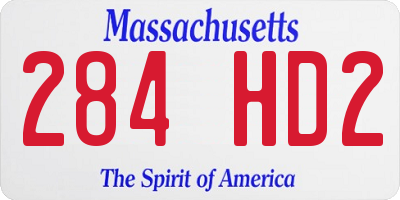 MA license plate 284HD2