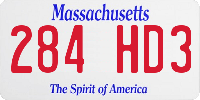 MA license plate 284HD3