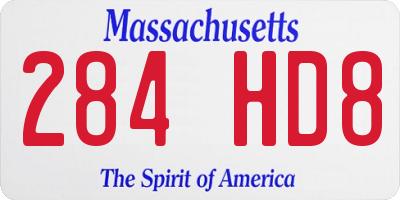 MA license plate 284HD8