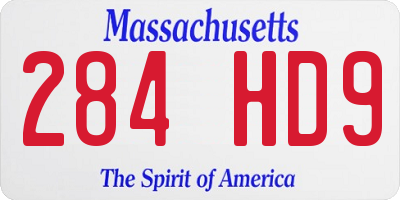MA license plate 284HD9