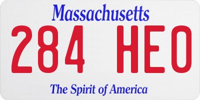 MA license plate 284HE0
