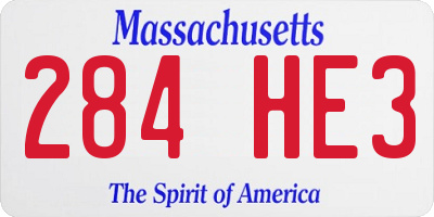 MA license plate 284HE3