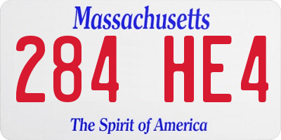 MA license plate 284HE4