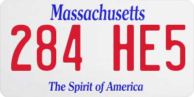 MA license plate 284HE5