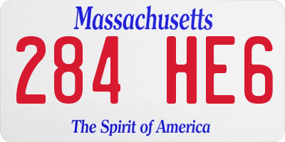 MA license plate 284HE6