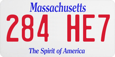 MA license plate 284HE7