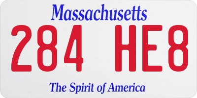 MA license plate 284HE8