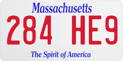 MA license plate 284HE9