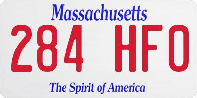 MA license plate 284HF0