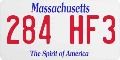 MA license plate 284HF3