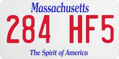MA license plate 284HF5