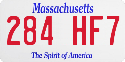 MA license plate 284HF7