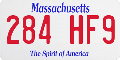 MA license plate 284HF9