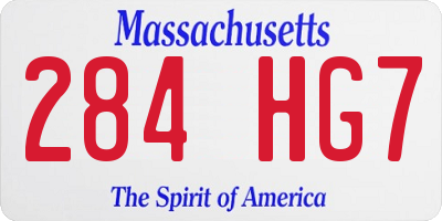 MA license plate 284HG7