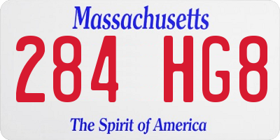 MA license plate 284HG8