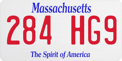 MA license plate 284HG9