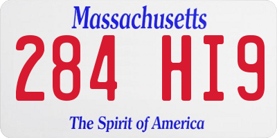 MA license plate 284HI9
