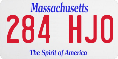 MA license plate 284HJ0