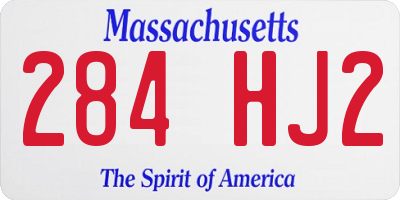 MA license plate 284HJ2