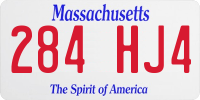 MA license plate 284HJ4