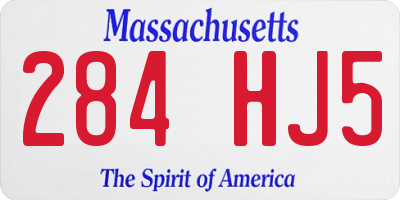 MA license plate 284HJ5