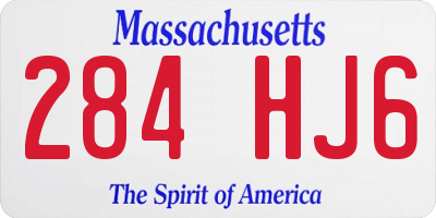 MA license plate 284HJ6