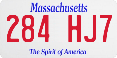 MA license plate 284HJ7
