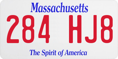MA license plate 284HJ8
