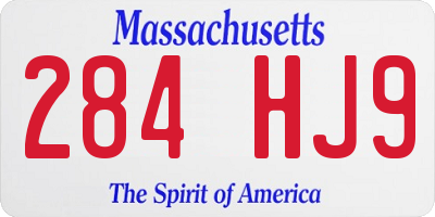MA license plate 284HJ9