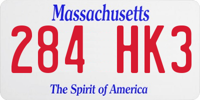 MA license plate 284HK3