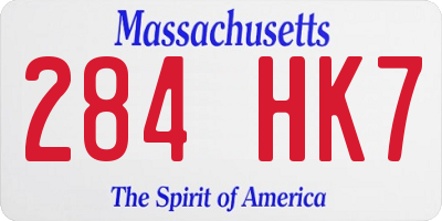 MA license plate 284HK7