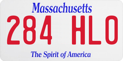 MA license plate 284HL0
