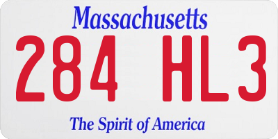 MA license plate 284HL3