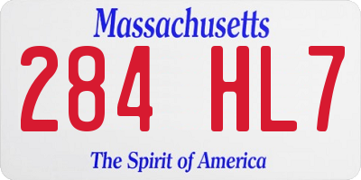 MA license plate 284HL7