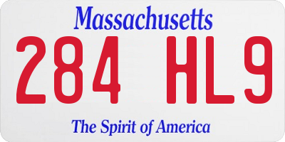 MA license plate 284HL9