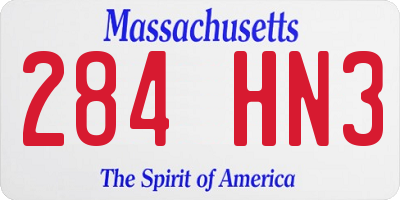 MA license plate 284HN3