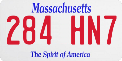 MA license plate 284HN7