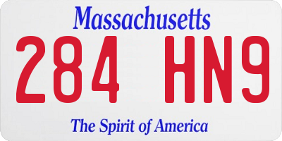 MA license plate 284HN9
