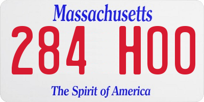 MA license plate 284HO0