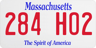 MA license plate 284HO2