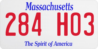MA license plate 284HO3
