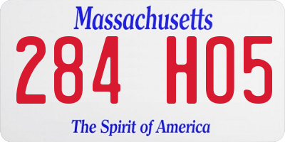 MA license plate 284HO5