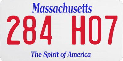 MA license plate 284HO7