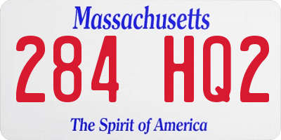 MA license plate 284HQ2