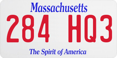 MA license plate 284HQ3