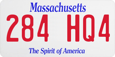 MA license plate 284HQ4
